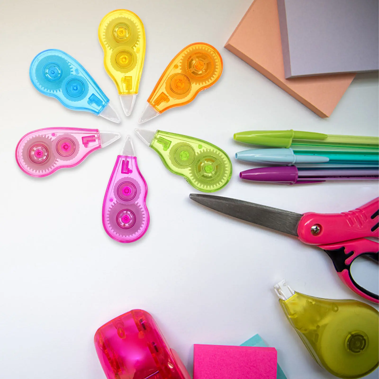 6Pcs White Correction Tape Portable Flexible Easy Pull Odor Free Correction Tape Set for Office Study School Writing Stationery