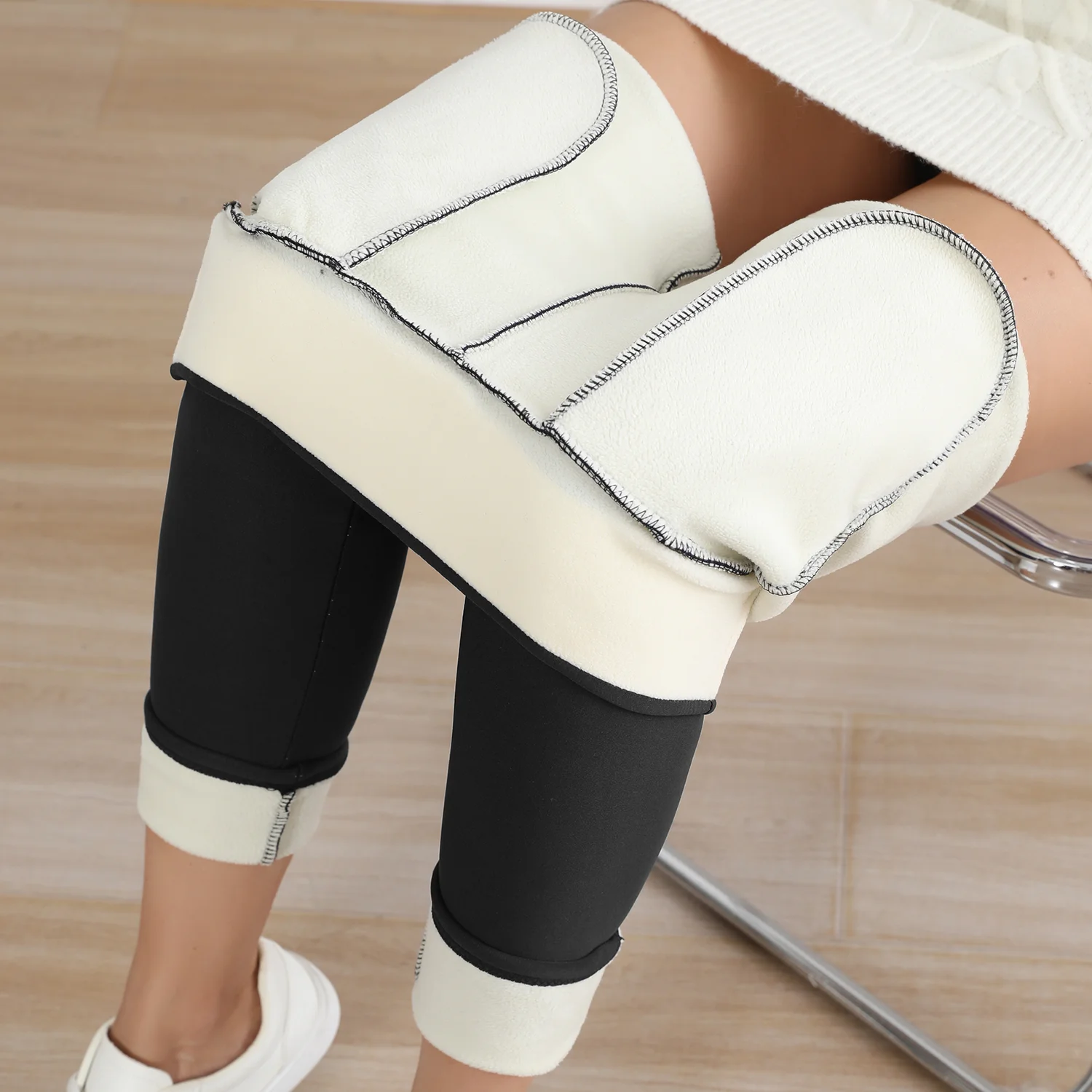 أسود المخملية الخريف الشتاء طماق سميكة النساء 300 جرام سوبر الدافئة عالية الخصر بلون نحيل تمتد قطعة واحدة السراويل المخملية