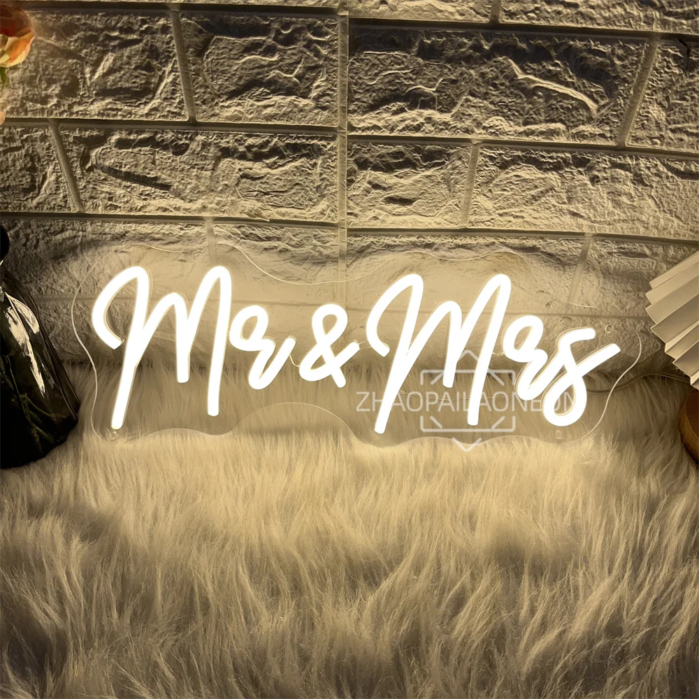 

Mr & Mrs Neon Led Sign Wedding Room Wall Hanging Decor LED Neon Lights USB Wedding Bedroom Room Art Decoration Neon Signs