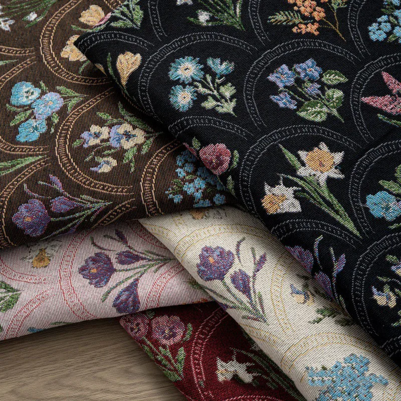 

0.5/1/2M Color Woven Jacquard Fabric Arch Plant Flower Cloth for Handmade DIY Sewing Sofa Cushion Cover,Tablecloth,Curtain,Coat