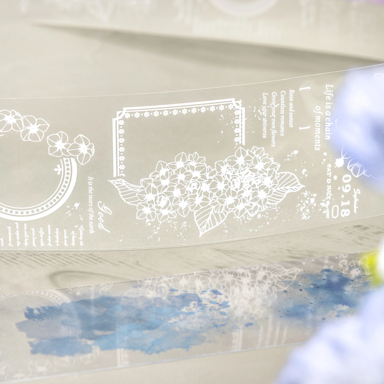 2 لفات الأزهار العطر آثار سلسلة خمر زهرة لطخة المشهد PET الشريط الإبداعية DIY مجلة المواد الكولاج القرطاسية