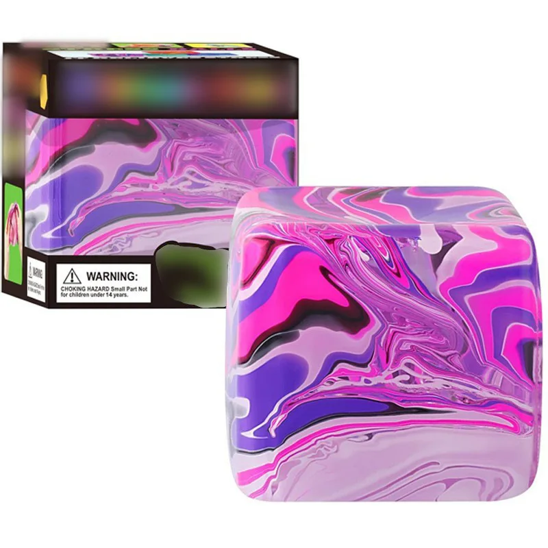 Cubo Antiestrés de Caja Sorpresa con Patrón de Remolino de Mármol, Estilo Maltosa, de Ascenso Lento, Juguete Sensorial Blandito para Aliviar la Ansiedad en Adultos