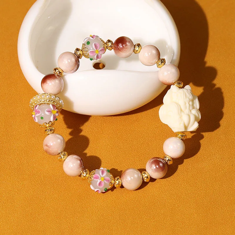 Ceramic Beaded Bracelets for Women with Fragrant Ash Glass Buddhist Beads Couple Jewelry Gifts