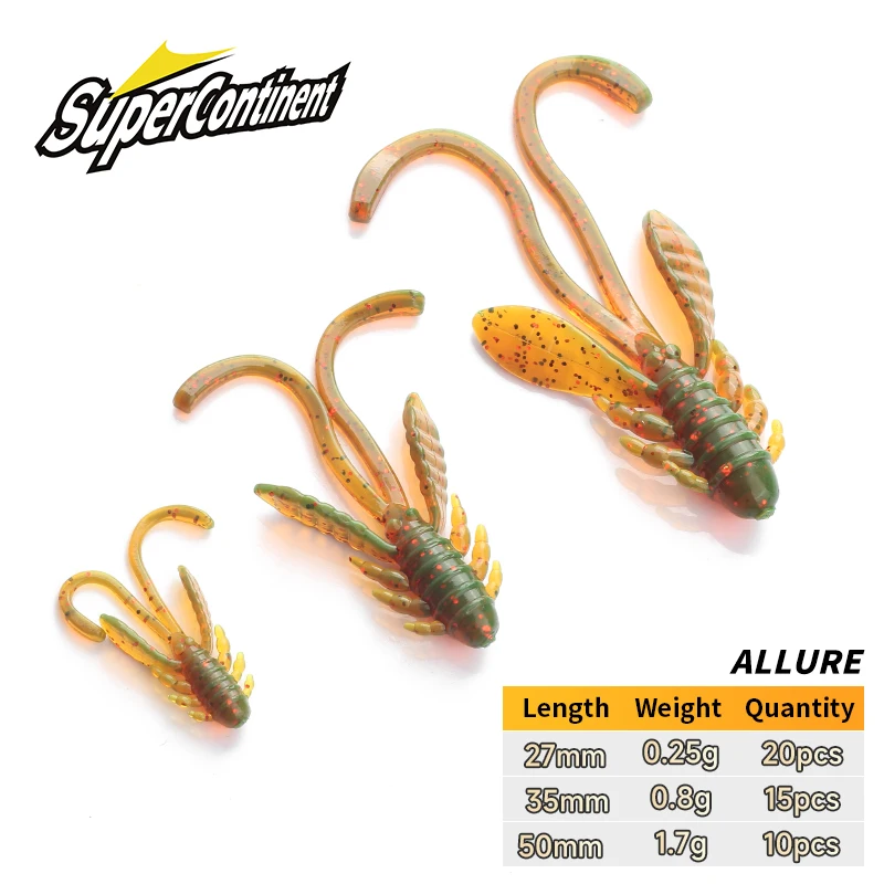 Supercontinent Allure Fishing Lures Soft Bionic Shrimp Lure, Artificial Soft Bait For Bass Trout, Outdoor Fishing Tackle