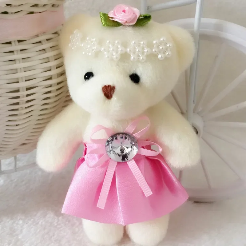 5pcs/lot 12cm Kawaii Teddy Bear Toys Plush Doll Mini Teddy Bear Flower Bouquets Bear For Girls Wedding Christmas Gifts