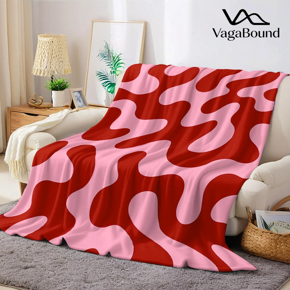 Artistic Red & Pink Fluid Flannel Blanket Warm Soft Halloween Christmas Couch Warm Cozy Decorative Decor Gift for All Season