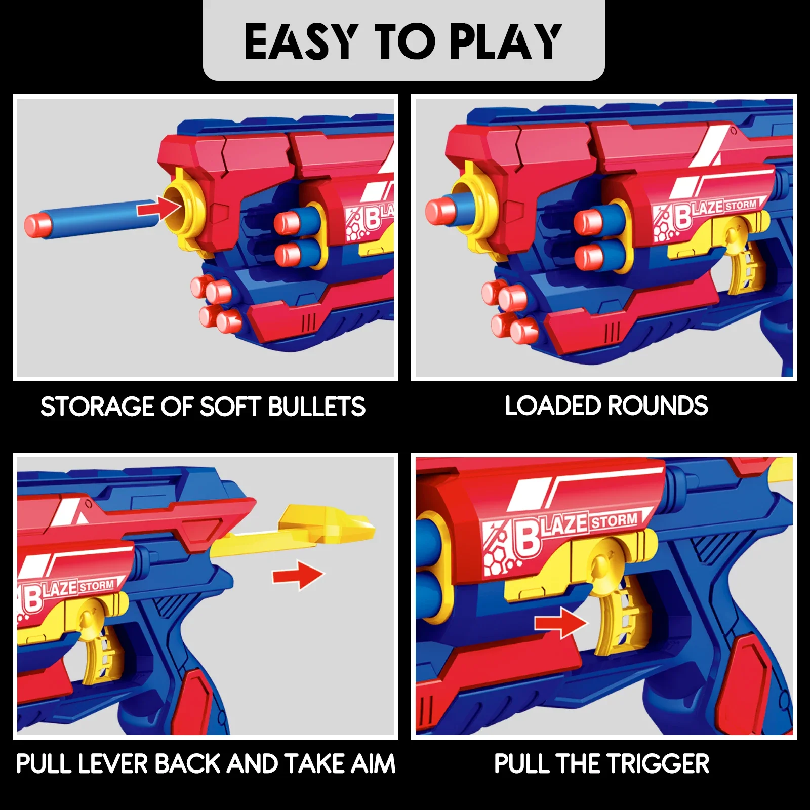 Kids Soft Bullet Toy Gun with 6-Dart Storage, Foam Dart Blaster for Outdoor Shooting Games, Gift for Boys Girls