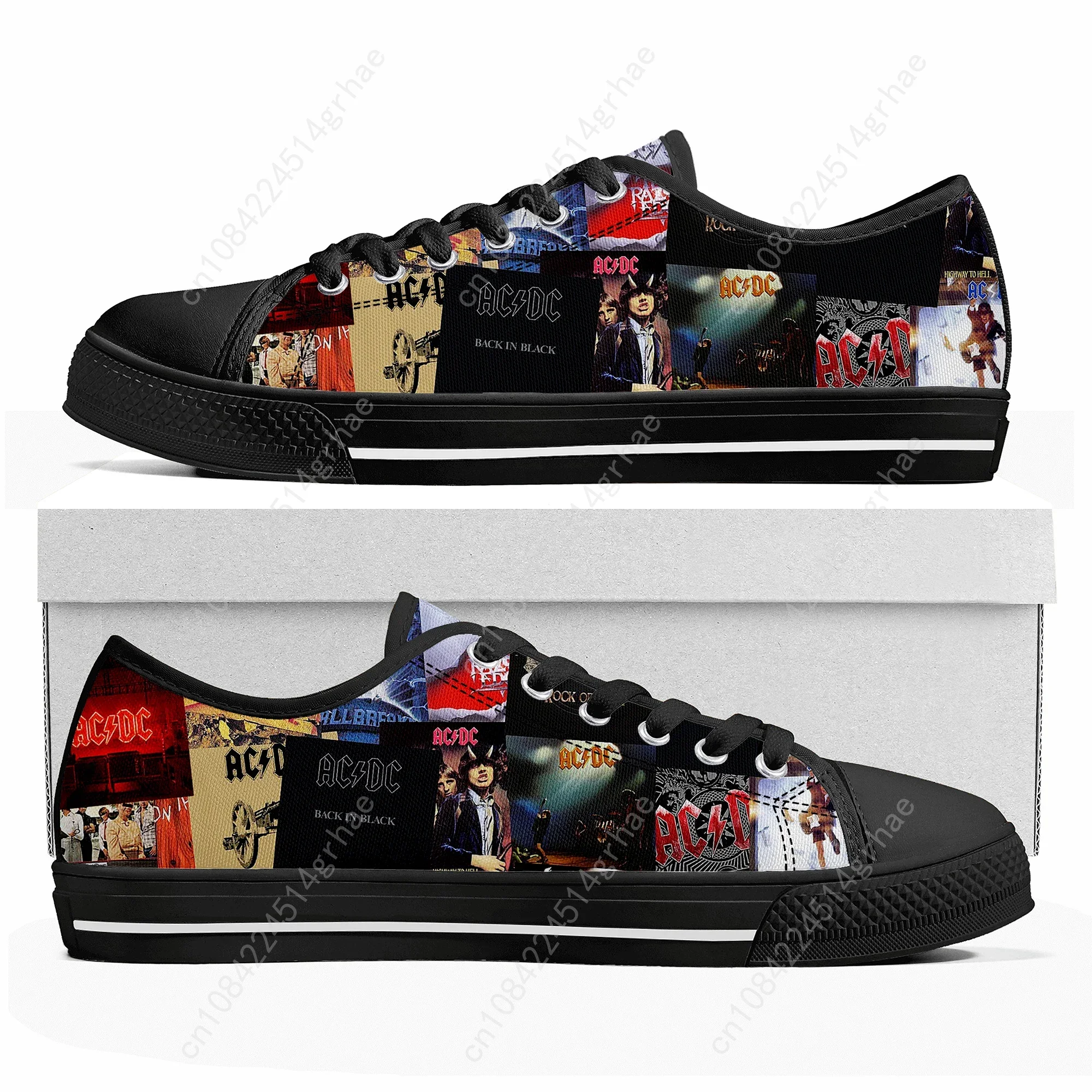 A-AC Rock Band D-DC Low Top Sneakers Mens Womens Teenager High Quality Canvas Sneaker Casual Couple Shoes Custom Made Shoe Black