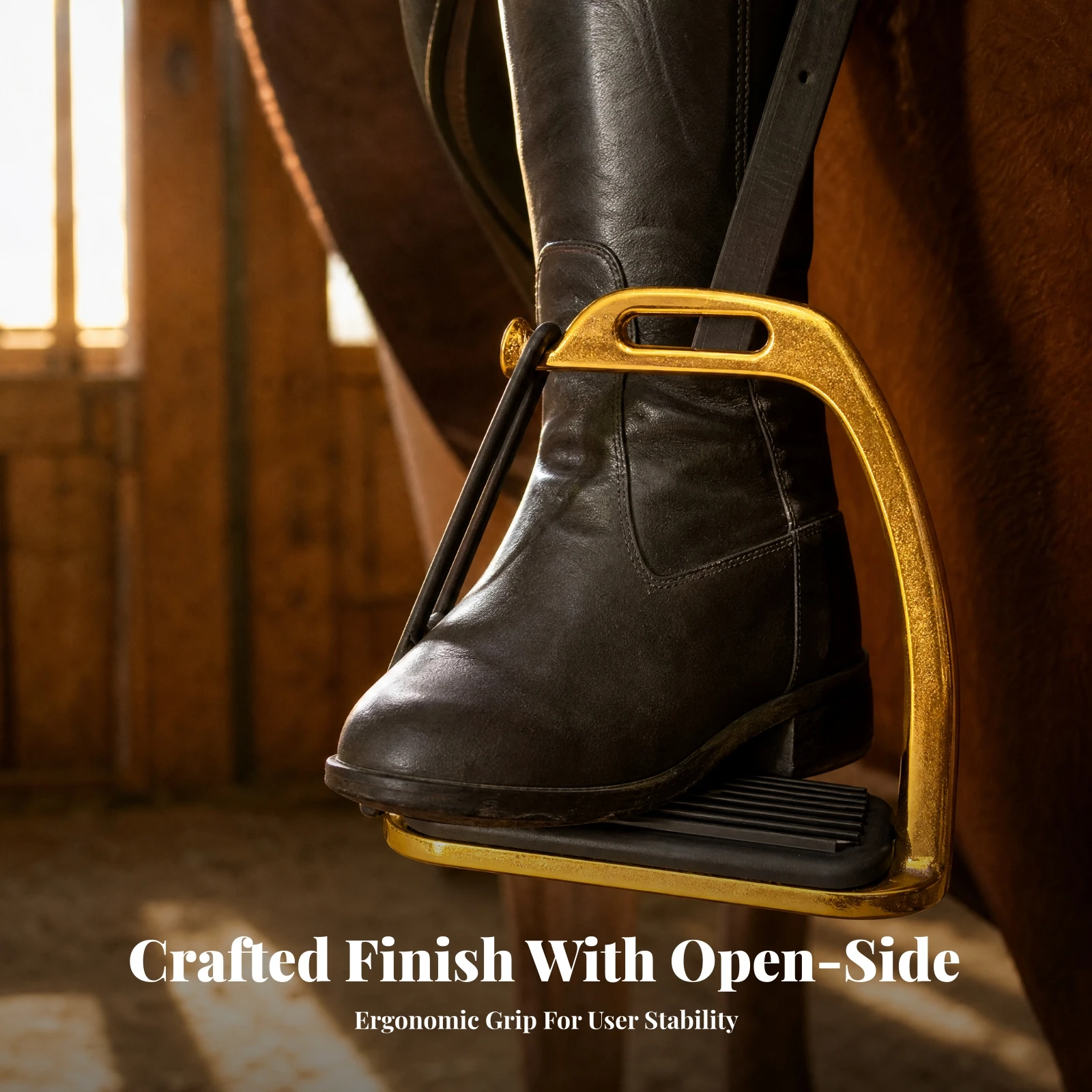 Gold-Finish Steel Stirrup Grippy Safety Stirrup Stirrups with Rubber Treads Heavy-Duty Stainless Steel Stirrups Rust Resistant