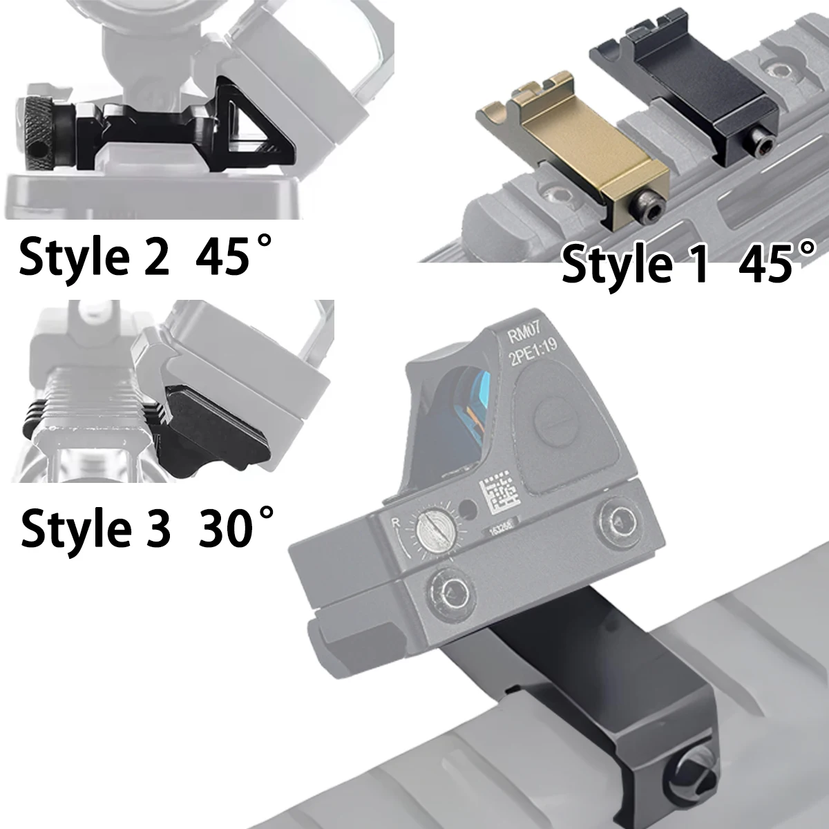 Tactical RM 30/45° Offset Rail Mount For AR15 RM Red Dot Sight Flashlights Scope 45 Degrees 30 Degrees Metal Side Riser Mount