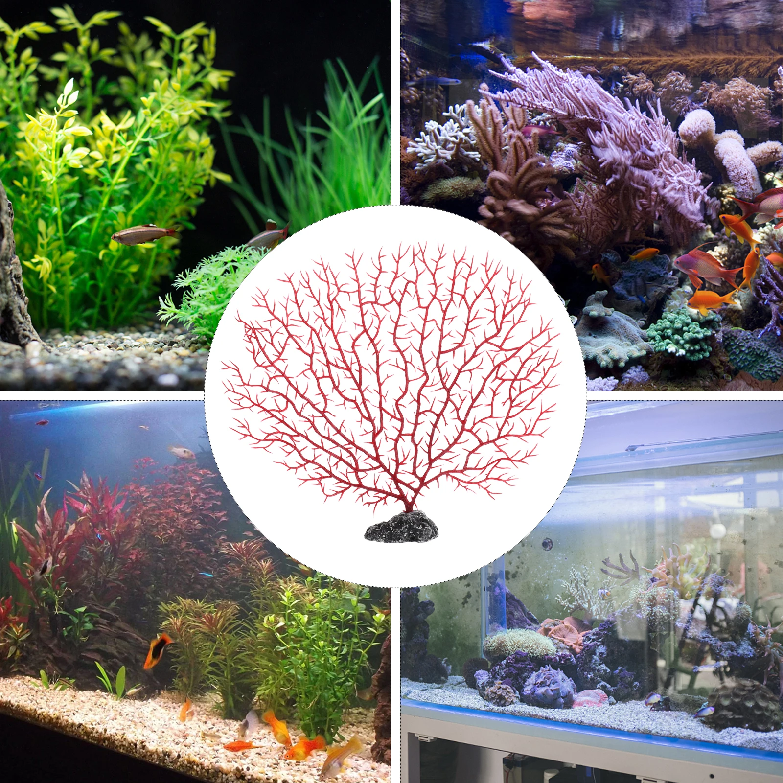 

2 Pcs Simulated Coral Branches Fake Corals Fish Tank Accessories Red Aquarium Plants