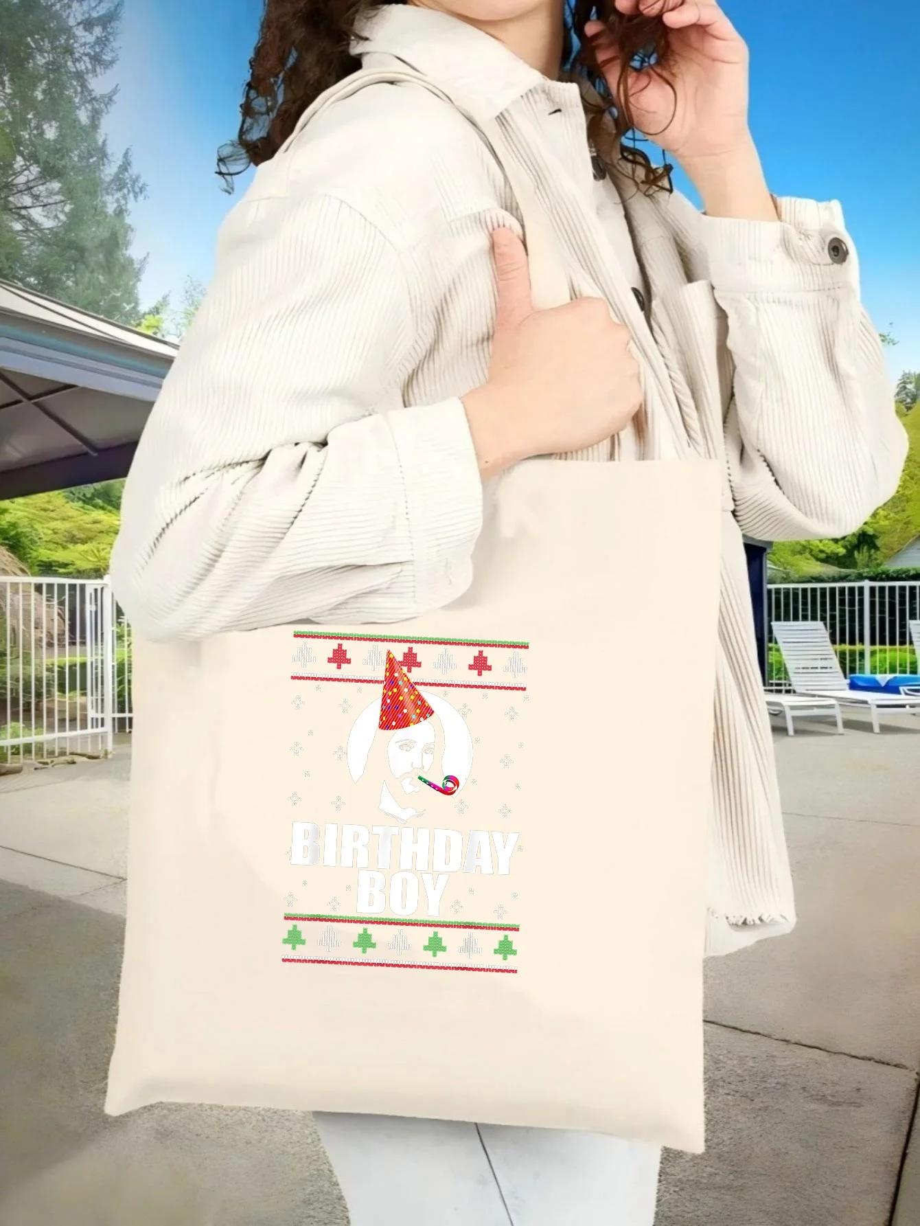 

Сумка-тоут из канваса Birtay Jesus Ugly rias, новинка 2026 года, унисекс, вместительная, прочная, многоразовая, многофункциональная, на плечо