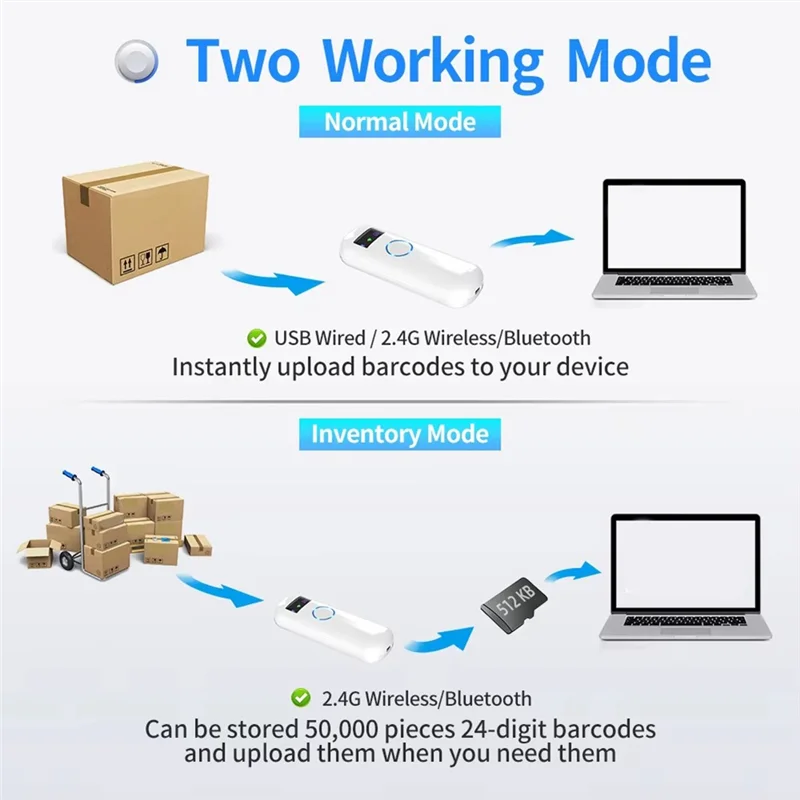 

Bluetooth 2D считыватель штрих-кодов Портативный карманный мини-сканер Qr Барные коды Беспроводная связь