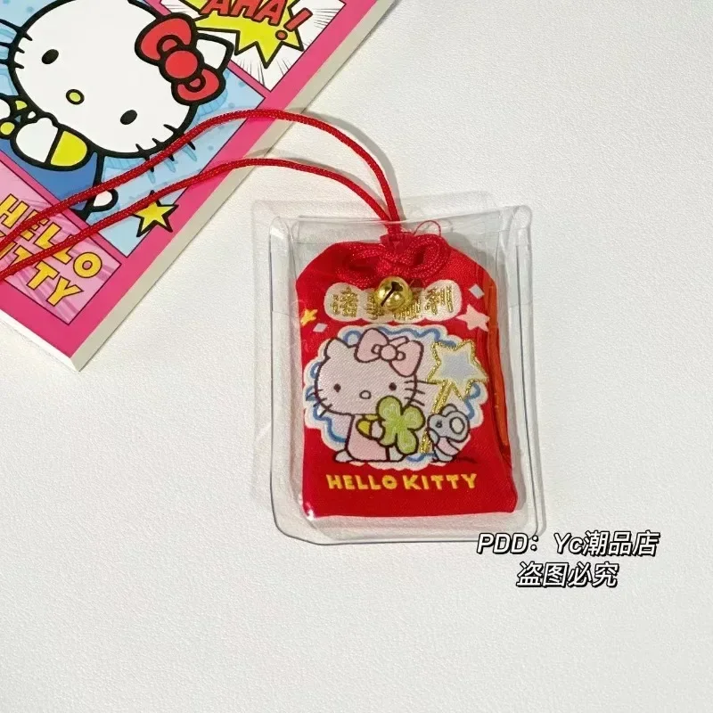 مرحبا كيتي كورومي المفاتيح Omamori الصلاة ثروة الجمال الصحة الآمنة الثروة حقيبة الحرس تعويذة قلادة المفاتيح زوجين الفتيات هدية