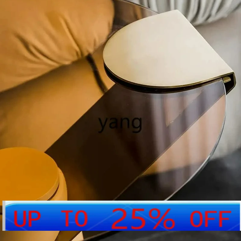 

LMM Modern Glass Coffee Table Living Room round Tea Table Small Apartment Bedroom Side Table