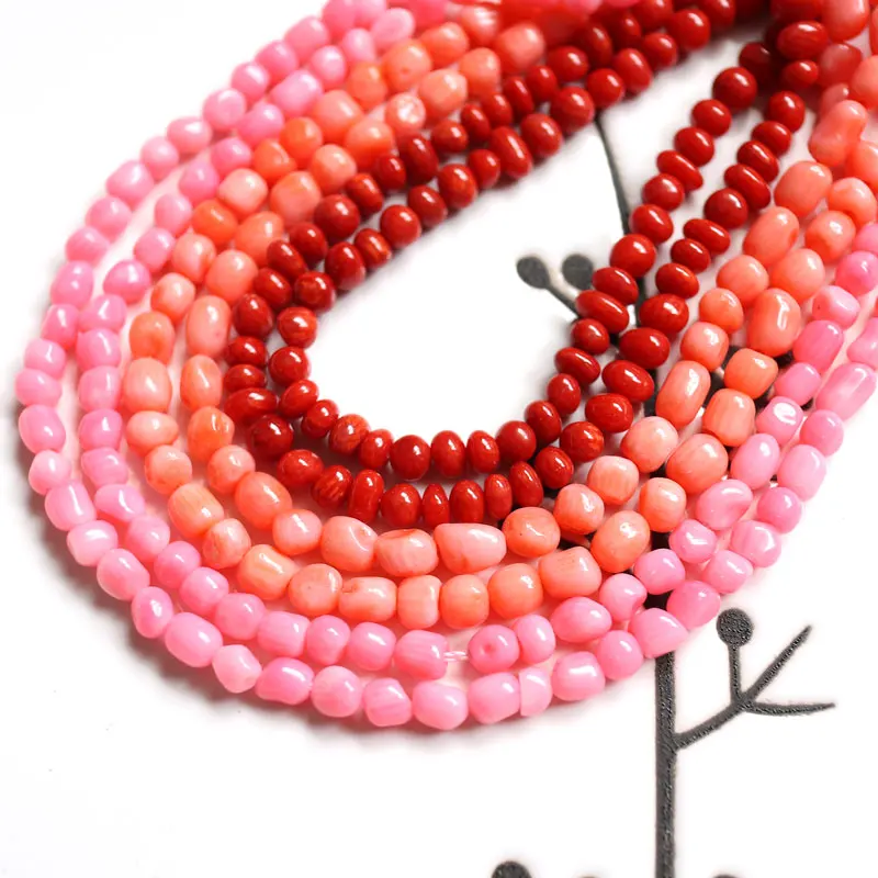 HEJI Natural Dyed Sardine Red Pink Coral 4x5mm 15\