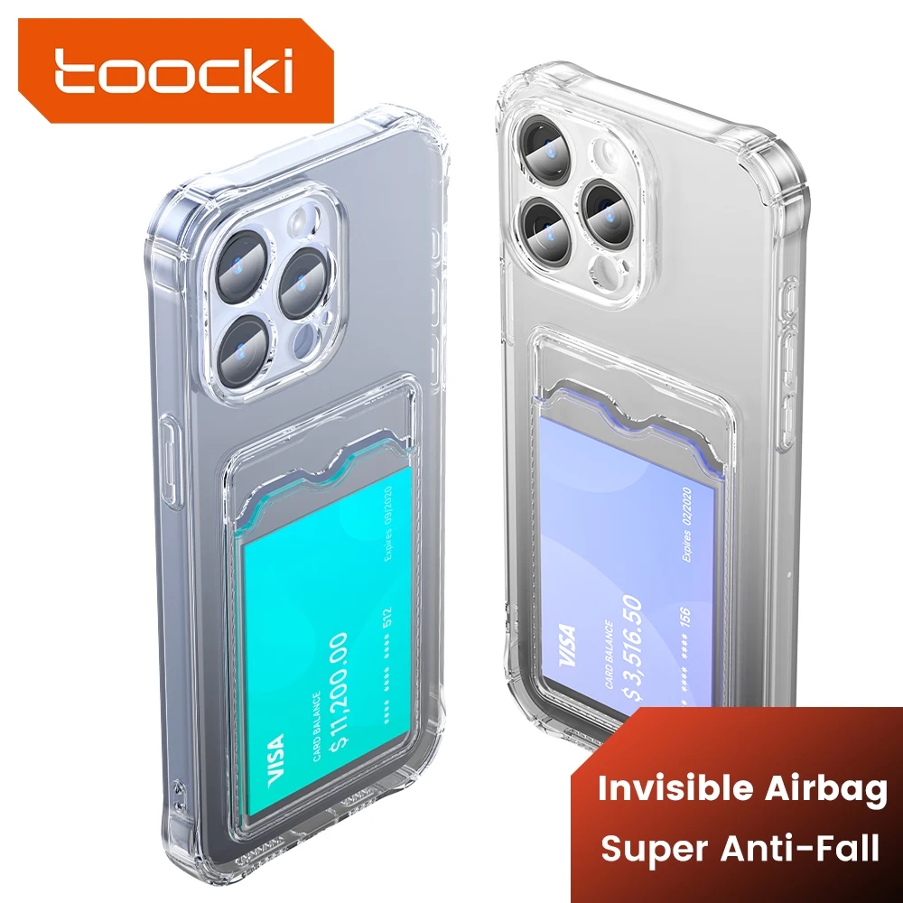 Toocki Transparent Phone Case Clear Phone Bag For iPhone 15 14 13 12 Pro Max Plus Silicone TPU Soft Shockproof Back Wallet Cover