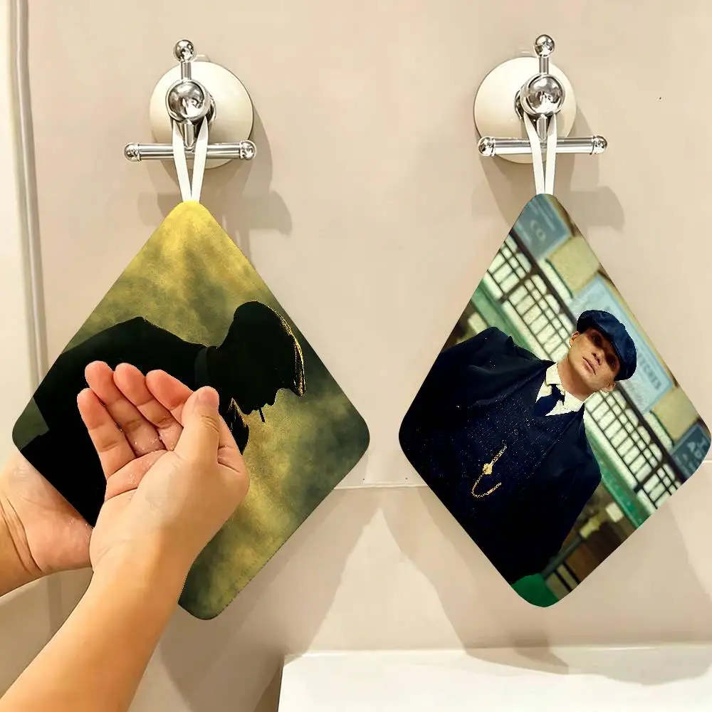Movie P-Peaky B-Blinders Polyester Cotton Hand Wiping Towel, Anti-shrink Hanging Kitchen Cloth for Household Cleaning
