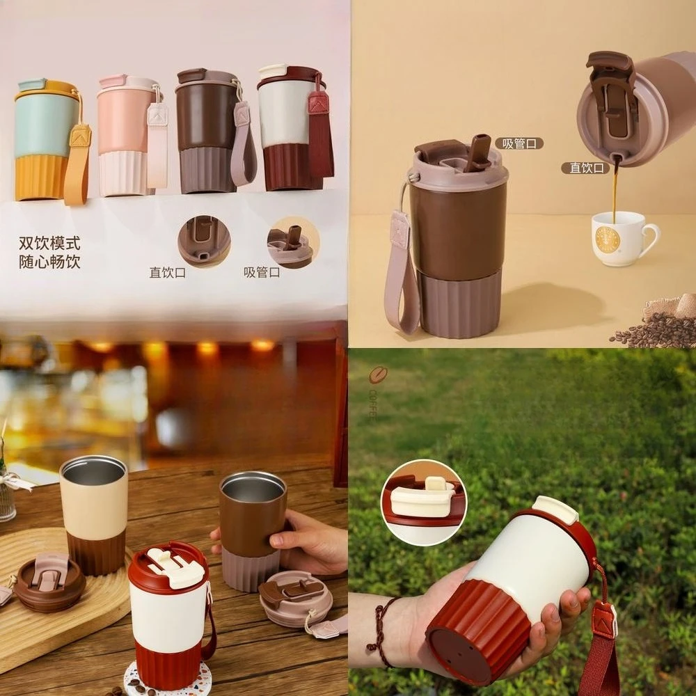 

450 мл изолированная кофейная чашка из нержавеющей стали 304 для использования на открытом воздухе, высокоэстетичный дизайн, подходит для мужчин, женщин, студентов, автомобилей