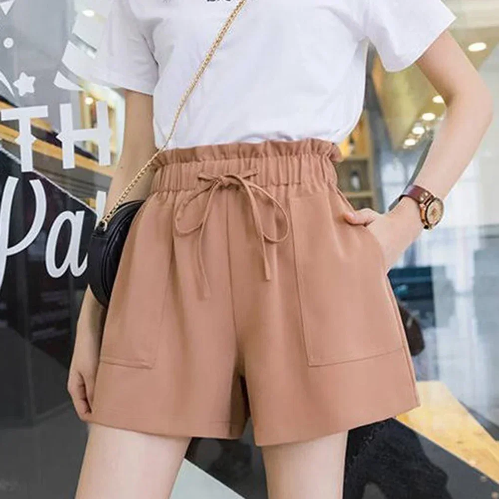 Workwear Women Pants Worn Outside Casual High-waisted Korean-style S-5XL Shorts Slim Solid Color Spring Summer