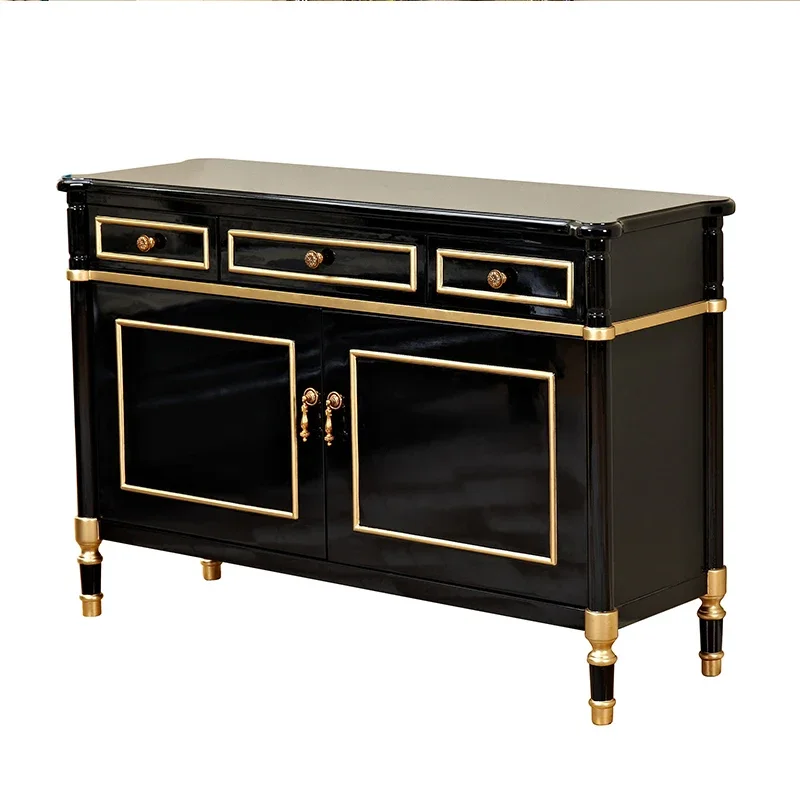 

Light Luxury and Simplicity Living Room Side Cabinet Paint Tea Cabinet Neoclassical Curio Cabinet