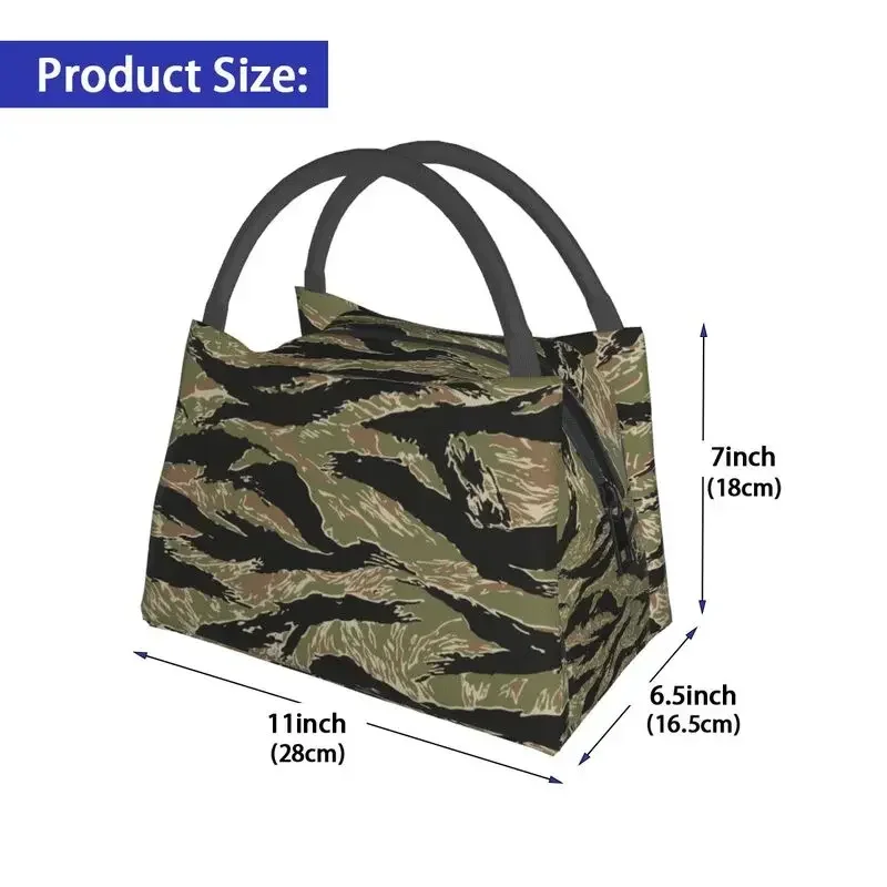 Tiger Stripe Camo Insulated Lunch Bags for Women Military Tactical Camouflage Cooler Thermal Lunch Tote Beach Camping Travel