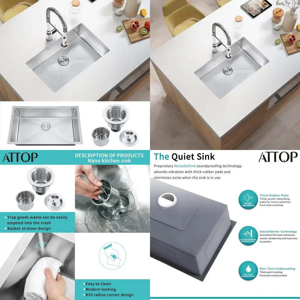 

Stainless Steel 30 Inch Undermount Single Bowl Kitchen Sink with Nano Coating for Handcrafted Quality and Durability