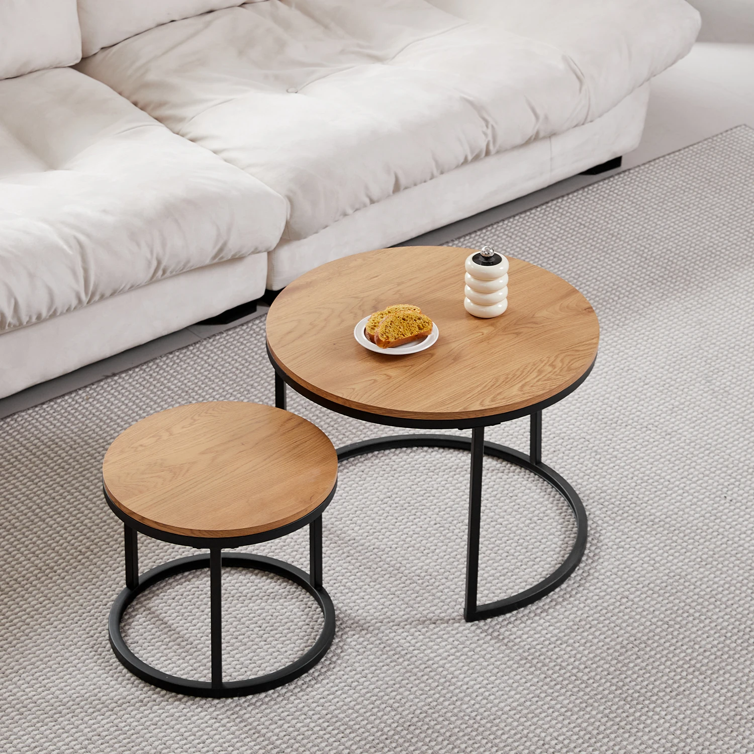 2 Stück nordischen Couch tisch 2 in 1 runde Kombination Büro Tee tisch moderne minimalist ische Home Sofa ins Beistell tisch Wohnzimmer