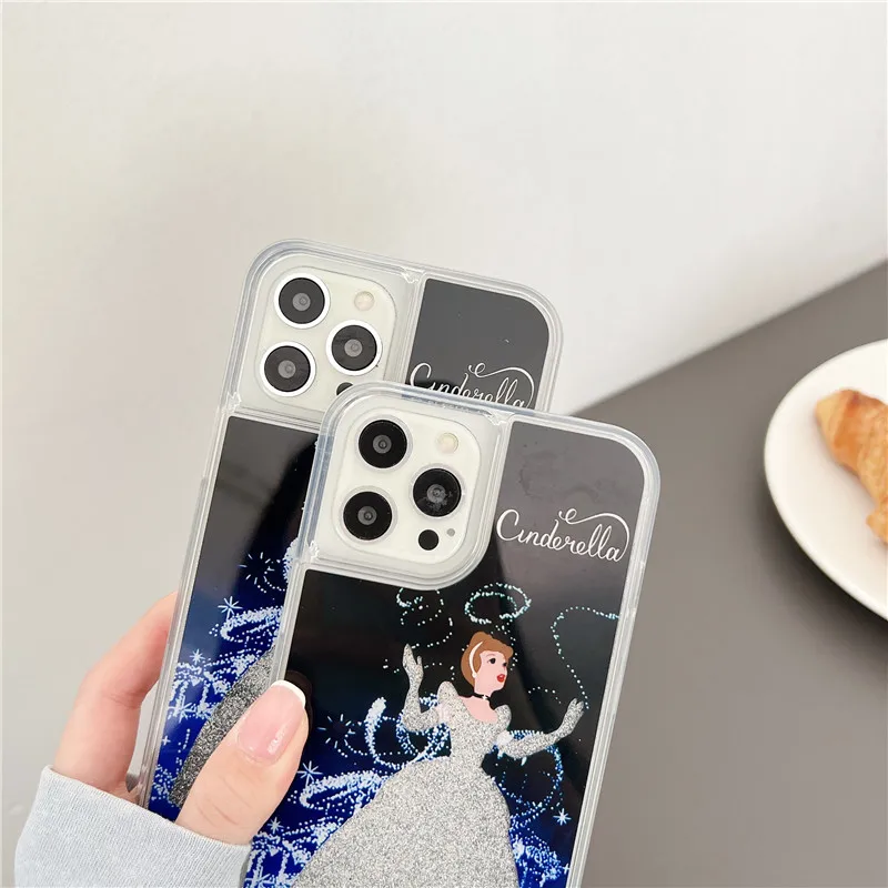 Luxe Bling Glitter Assepoester Prinsessen Drijfzand case voor Samsung S22 S23 S24 Ultra Note20 S20 FE Plus Cartoon cover