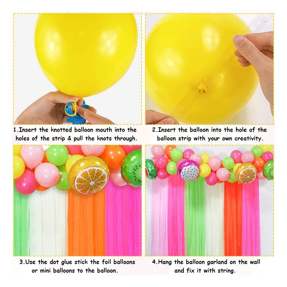 1 Set Tutti Frutti Theme Party Decorations Colorful Balloons Arch Garland Kit Fruit Foil Balloon Summer Tropical Birthday Decor image 5
