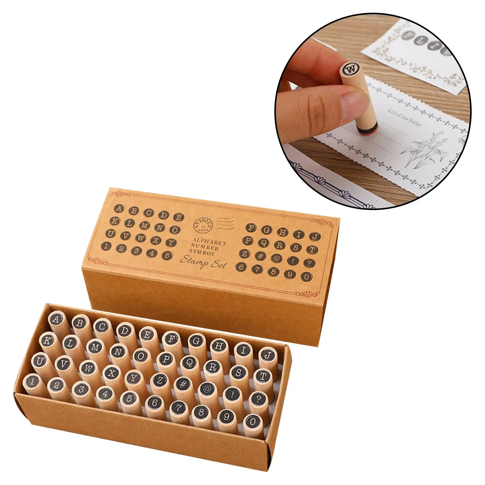 Imagem -03 - Cilindro Letter Stamps para Artes e Ofícios Madeira Borracha Alfabeto Ensino Journaling Scrapbooking Card Making 40 Pcs