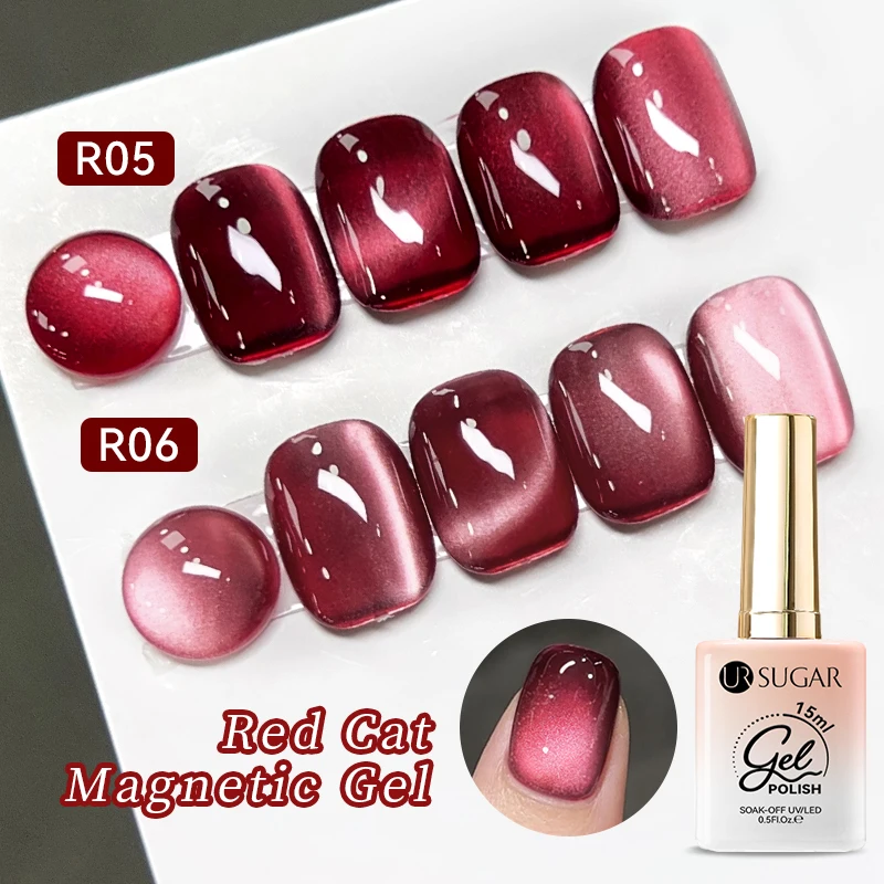 UR SUGAR 15 ml Withered Rose Cat Magnetischer Gel-Nagellack, weißer Dopamin-Nagel, funkelnder Glitzer, Soak Off UV-LED für Maniküre-Kunst