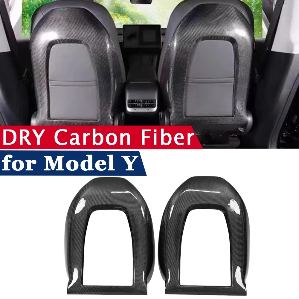 Dry Carbon Fiber Cover for Tesla Model Y 2021 2022 2023 2024 Matte Gloss Carbon Interior Accessories Seat Back Frame Sticker