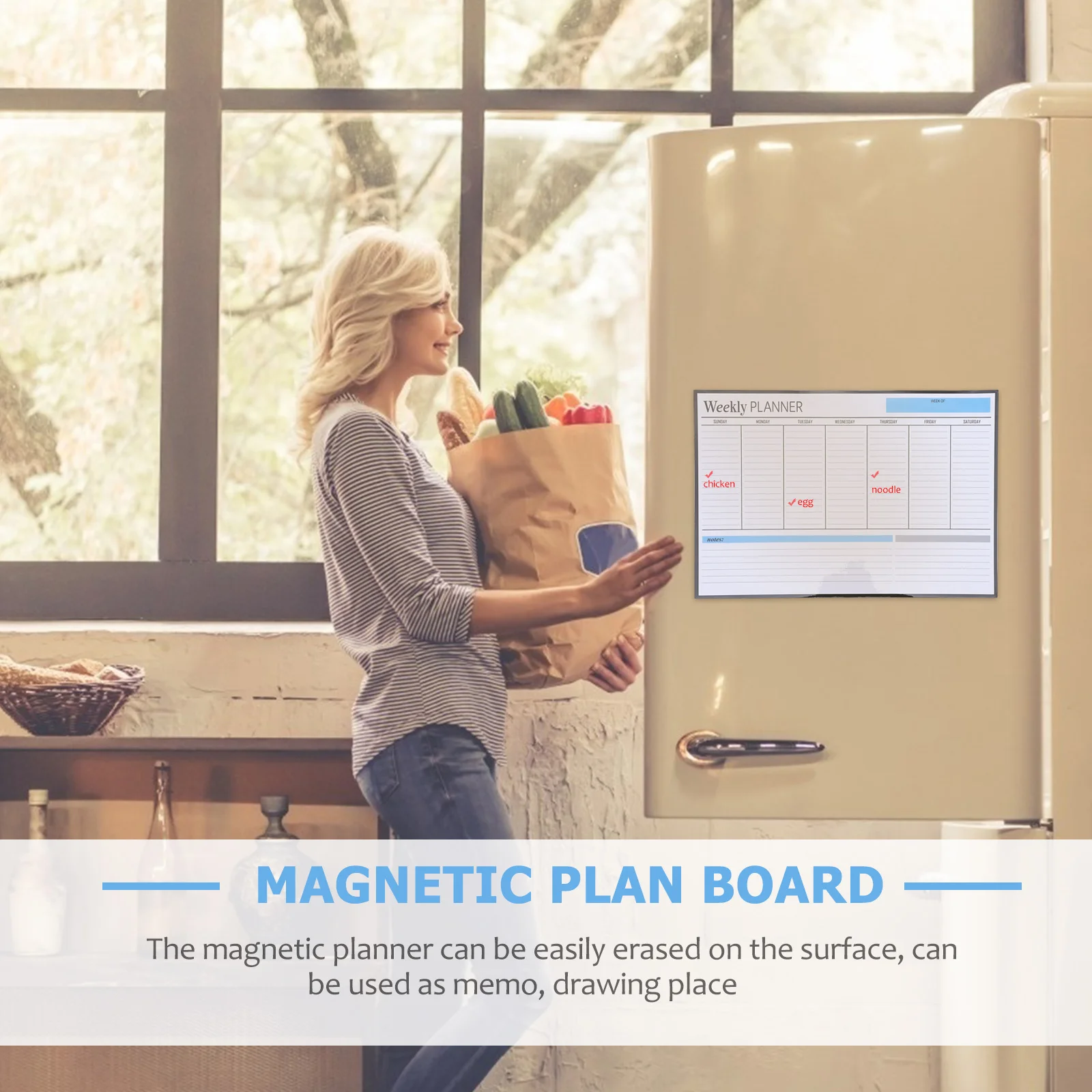 1pc Magnetic Message Board For Refrigerator Erasable Weekly Planner Removable Sticker Fridge Note Board Home Schedule Tool