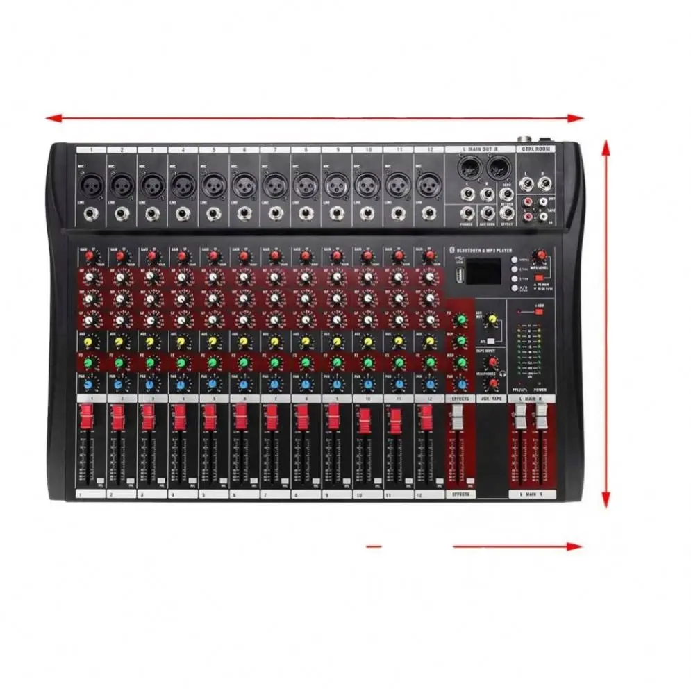 Factory High Quality Digital 12 Channel 48V Power USB Sound Audio Mixer DJ stage performance mixers