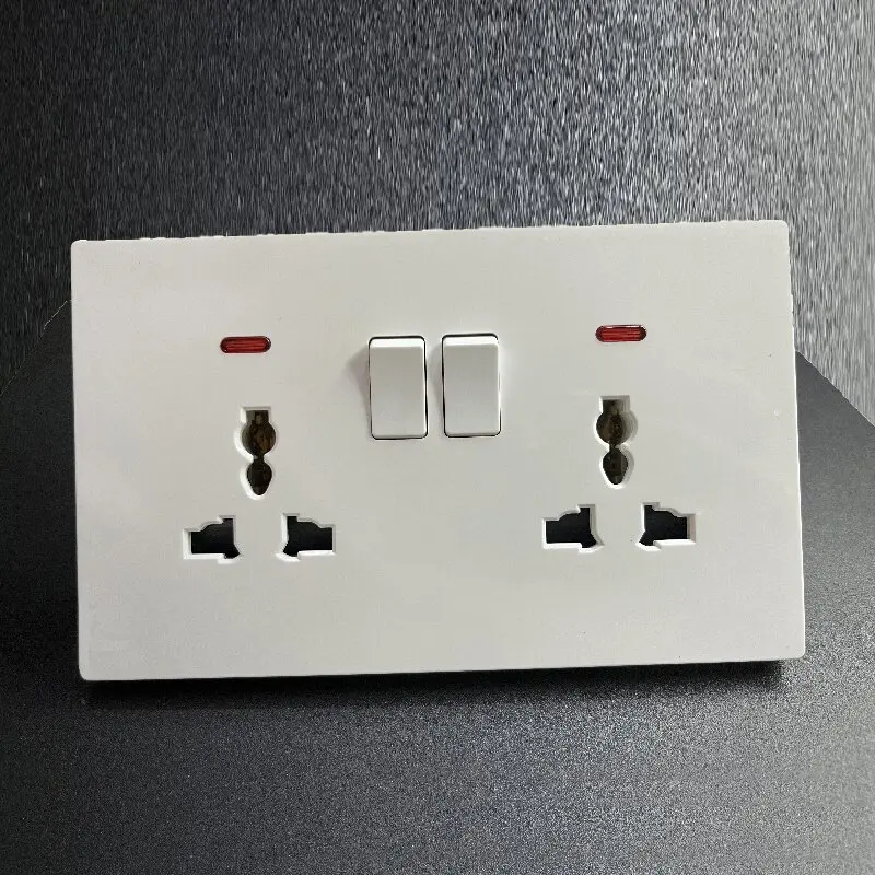 International standard socket panel 146 duplex multifunctional three hole socket steel frame switch wall switch socket home