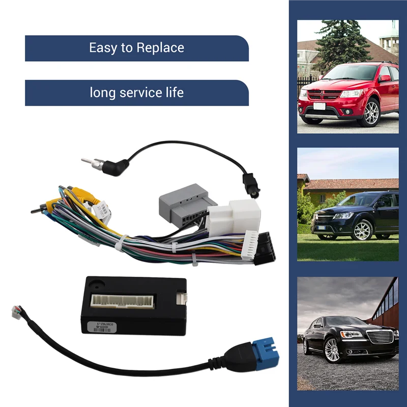 ABKN-16Pin Car Stereo Wire Harness Adapter Decoder Power Cable With Canbus Box For Dodge Journey Fiat