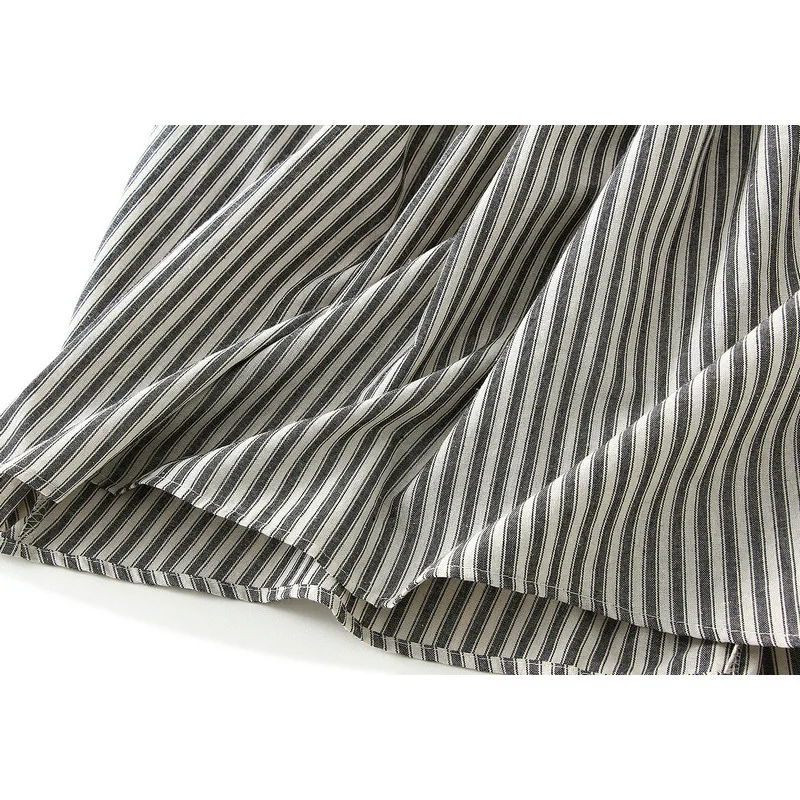 Nieuw in 2023 Lente Trendy Gestreepte Lace Up Hoge Taille A-lijn Medium Lange Rok Damesmode Zoete Casual Elegante Rokken