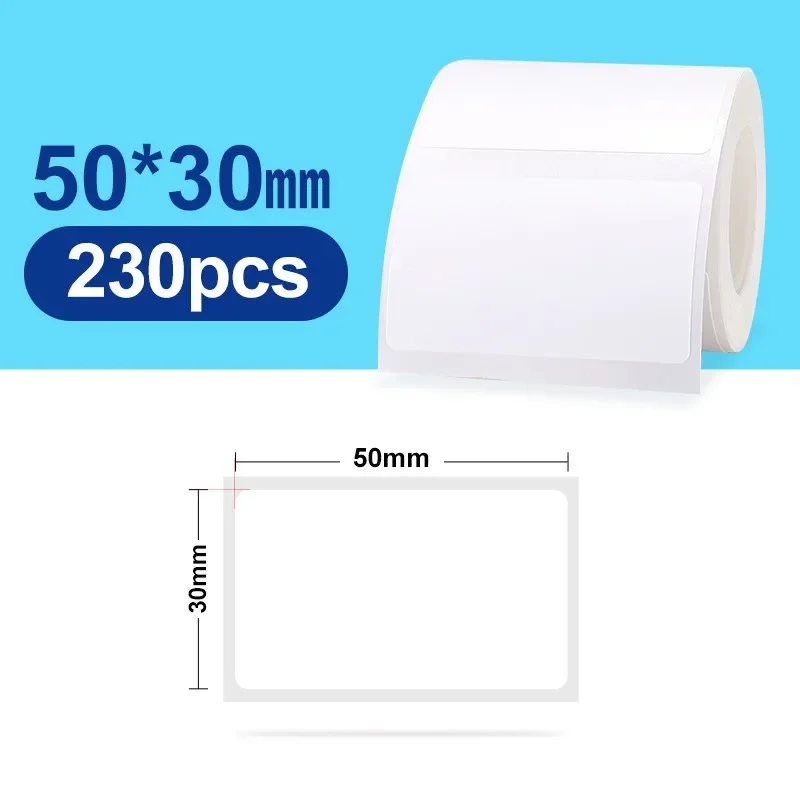30–50 mm Niimbot B21 B1 B3S Drucker-Etikettenpapierrolle, weiße Aufkleber-Druckpapierrollen, reißfester, wasser- und ölbeständiger Klebstoff