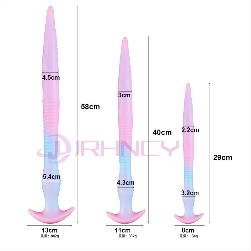 Glow In The Dark Anal Plug Long Butt Plug Tail Adult Sex Toys For Women Men Prostate Massage Anal Dilation Soft Silicone Butplug