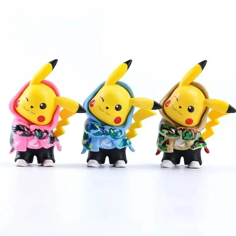 Pokemon Pikachu Anime Action Figure para crianças, Gengar Brinquedos Bonitos, Figurais Q, Modelo de Decoração de Carro, Presente de aniversário