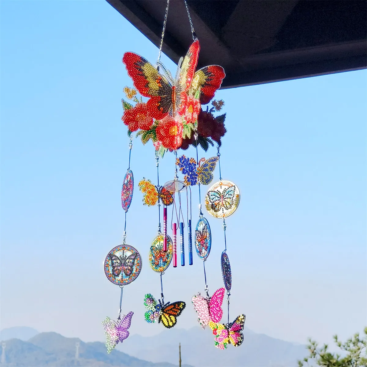 Brand New Diy Diamond Painted Wind Chimes Handmade With Diamond Stickers And Flying Birds As Gifts For Family And Friends