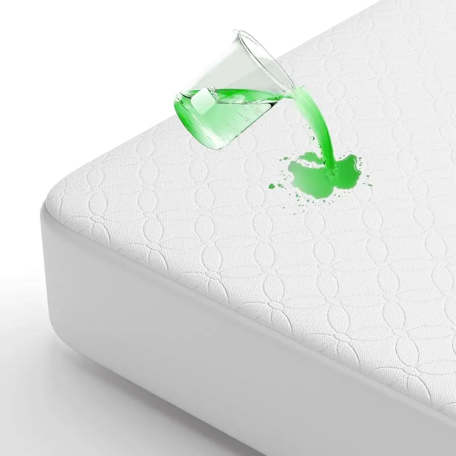 

100% Waterproof Mattress Protector Queen, Bamboo Mattress Pad Co er Ultra Soft 3D Air Fabric Cooling Breathable Noiseless Deep P