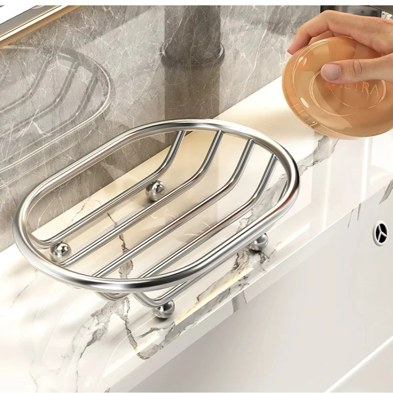 Stainless Steel Soap Box, Drain Rack, Bathroom High-end Toilet Household Free Punching