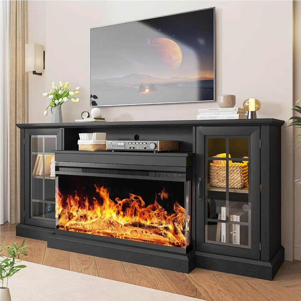 

oneinmil 36 Inch 3-Sided Glass Fireplace TV Stand for TVs up to 80", TV Stands