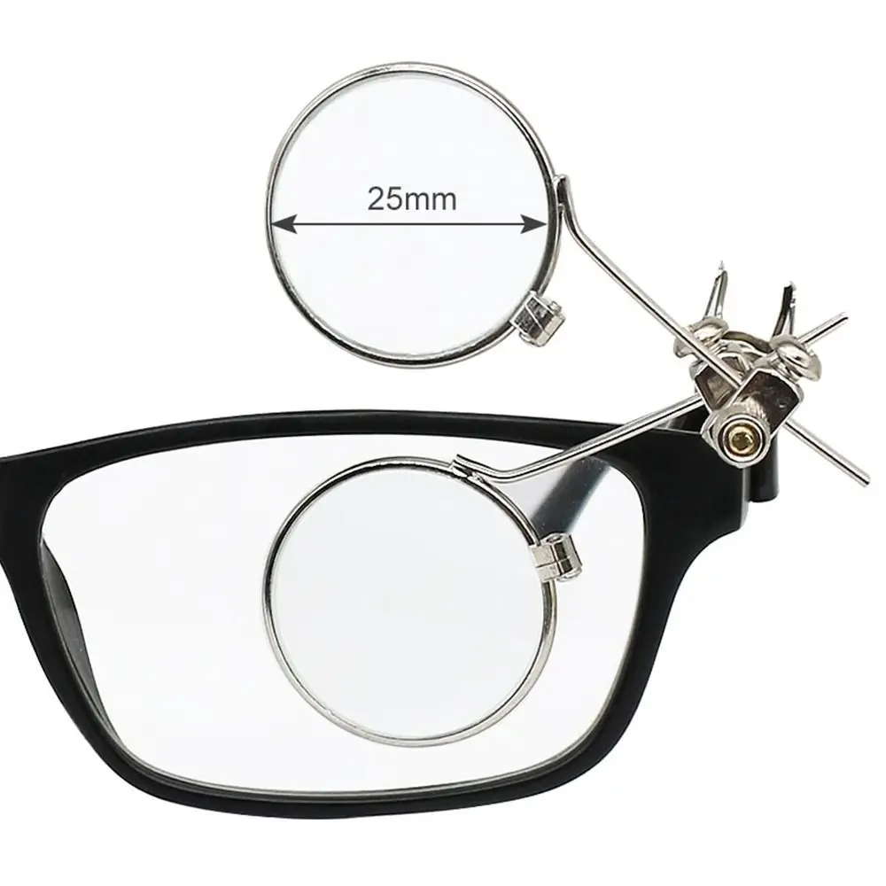 10X تدوير كليب المكبر المحمولة صغيرة أحادية المكبر الفولاذ المقاوم للصدأ عدسات مزدوجة مكبرة الزجاج لإصلاح ساعة