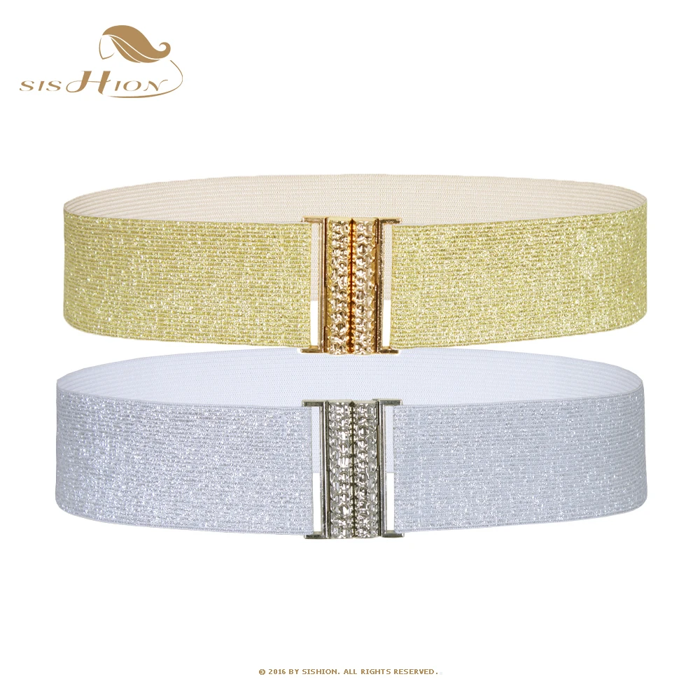 

SISHION 2024 Fashion Gold Silver Belts for Women SCB0319 Elastic Waist Belts Cummerbund Corsets Accessory