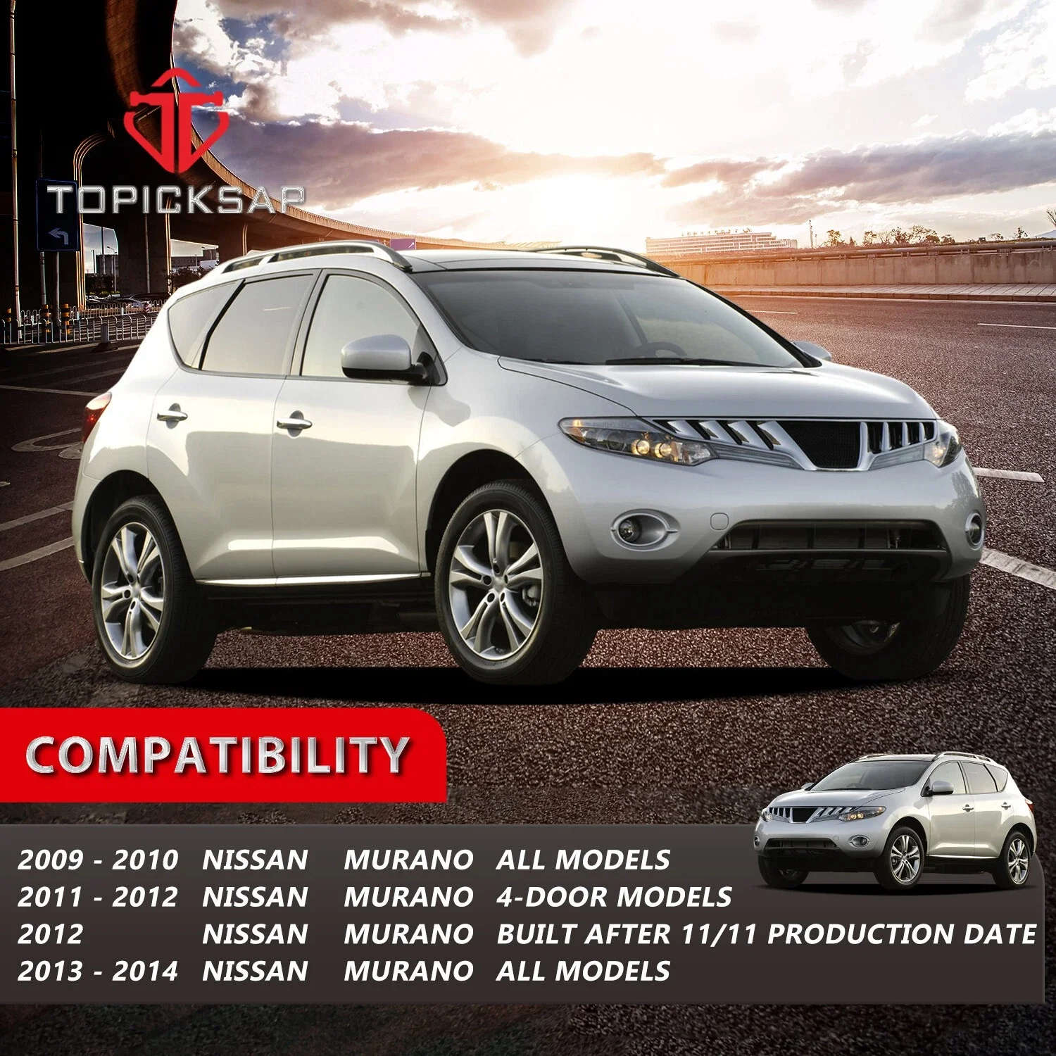 TOPICKSAP 8Pcs Front Lower Control Arm w/Ball Joint Tie Rod & Sway Bar Link Kit for Nissan Murano 2009-2014 545001AT0A
