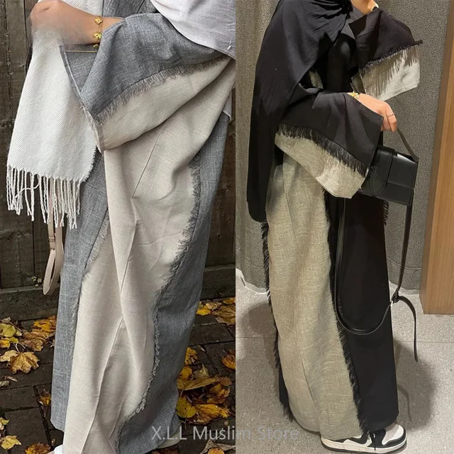 Muzułmański Eid Ramadan Zamknięty lub otwarty Abaya Dubaj Luksusowa moda Szycie Turecka elegancka Kebaya Kaftan Islamska szata Odzież