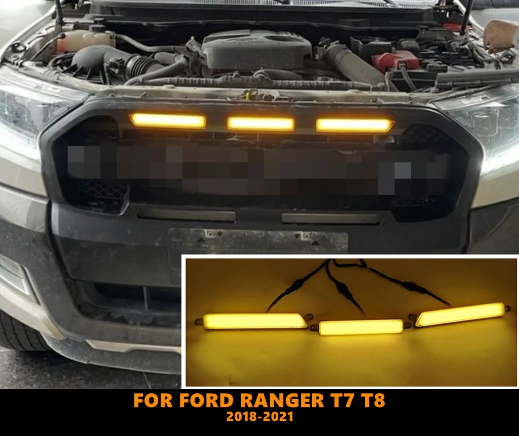 

High Quality Car Grill LED Lights LED Yellow Lights For Grill Fit For Ford Ranger T7 T8 2018-2021